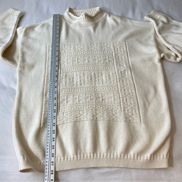 Vintage Renee Hauer Knit Sweater 100% cotton Made in USA Subtle Embossed Designs - Picture 7 of 11